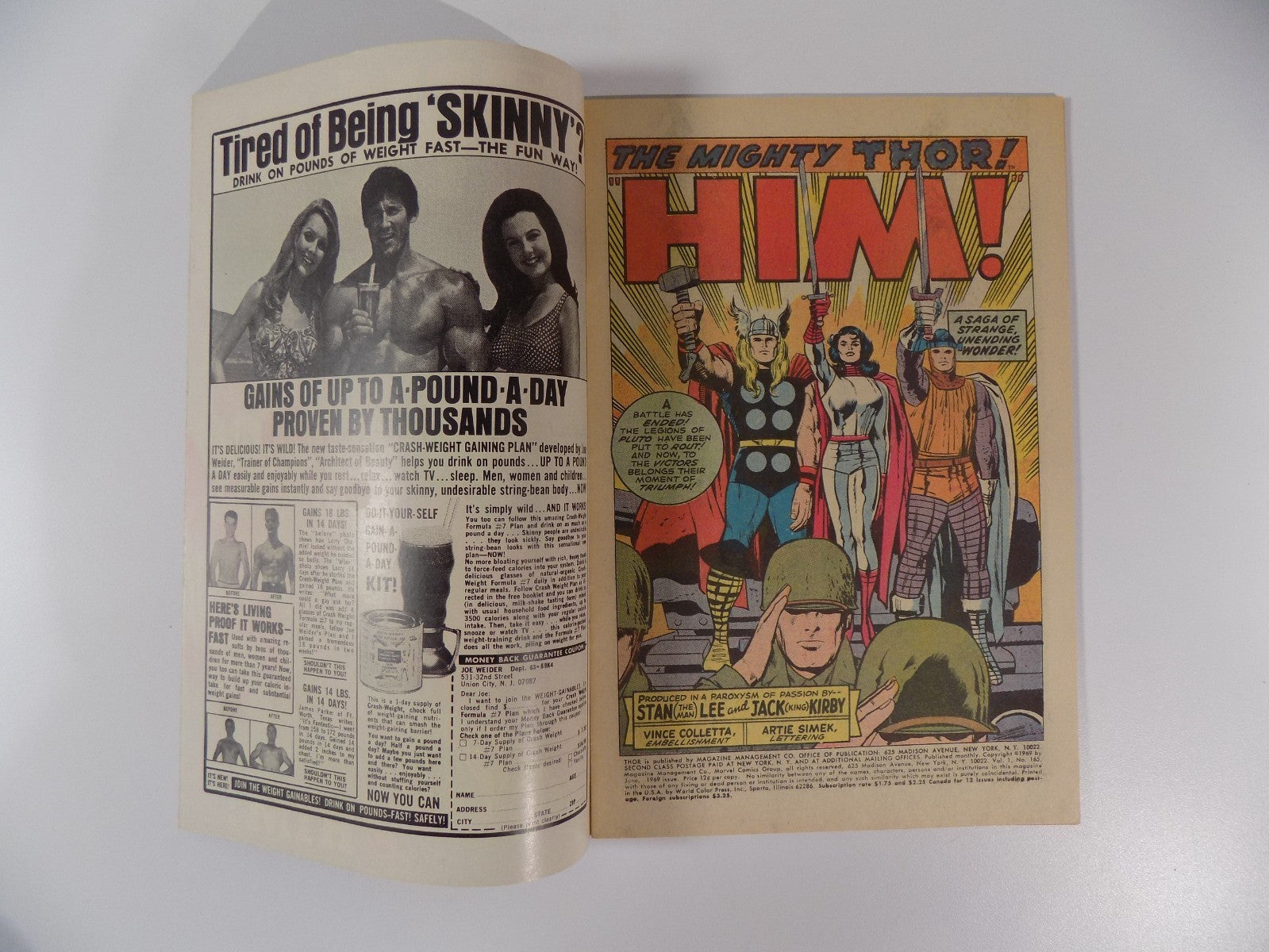 Thor #165 Marvel Comic June 1969 Fine+