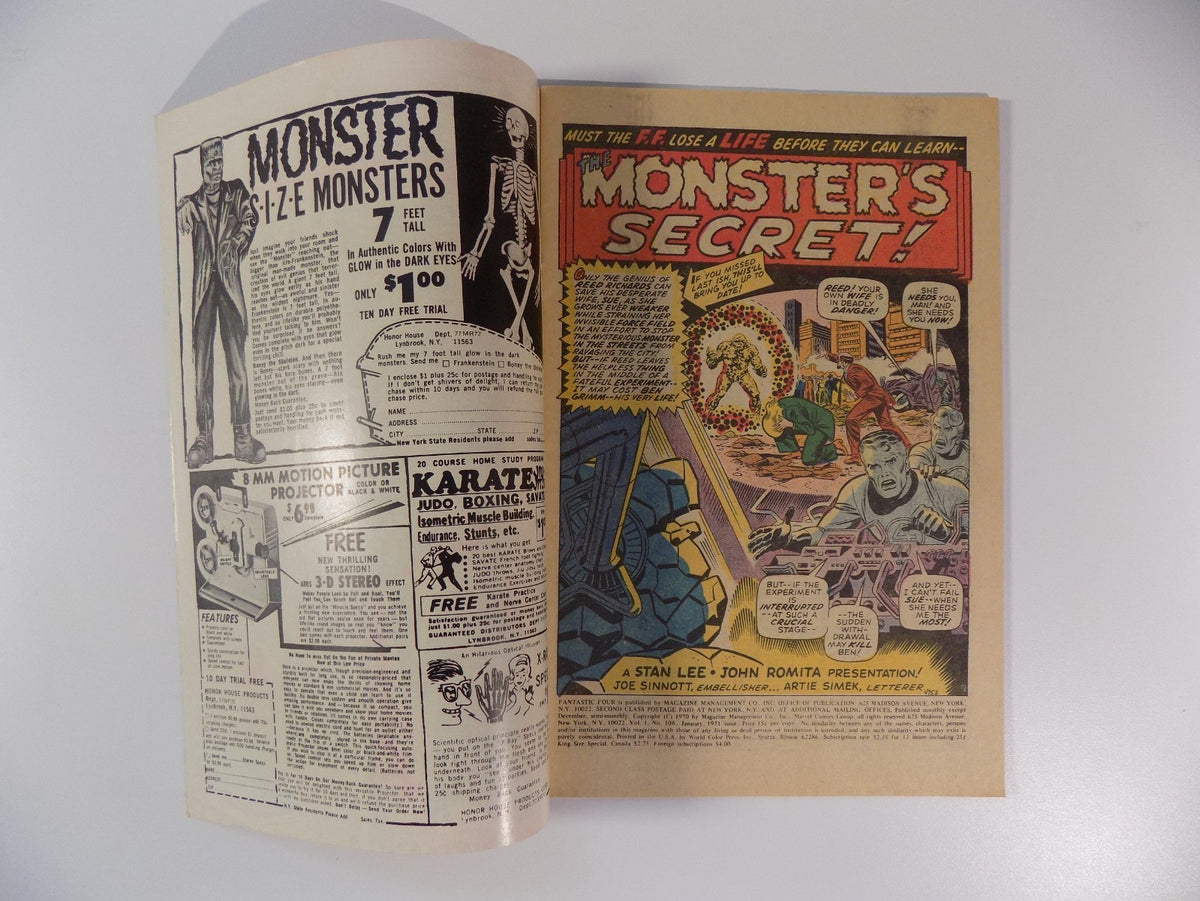 Fantastic Four #106 Marvel Comic January 1971 Very Fine-