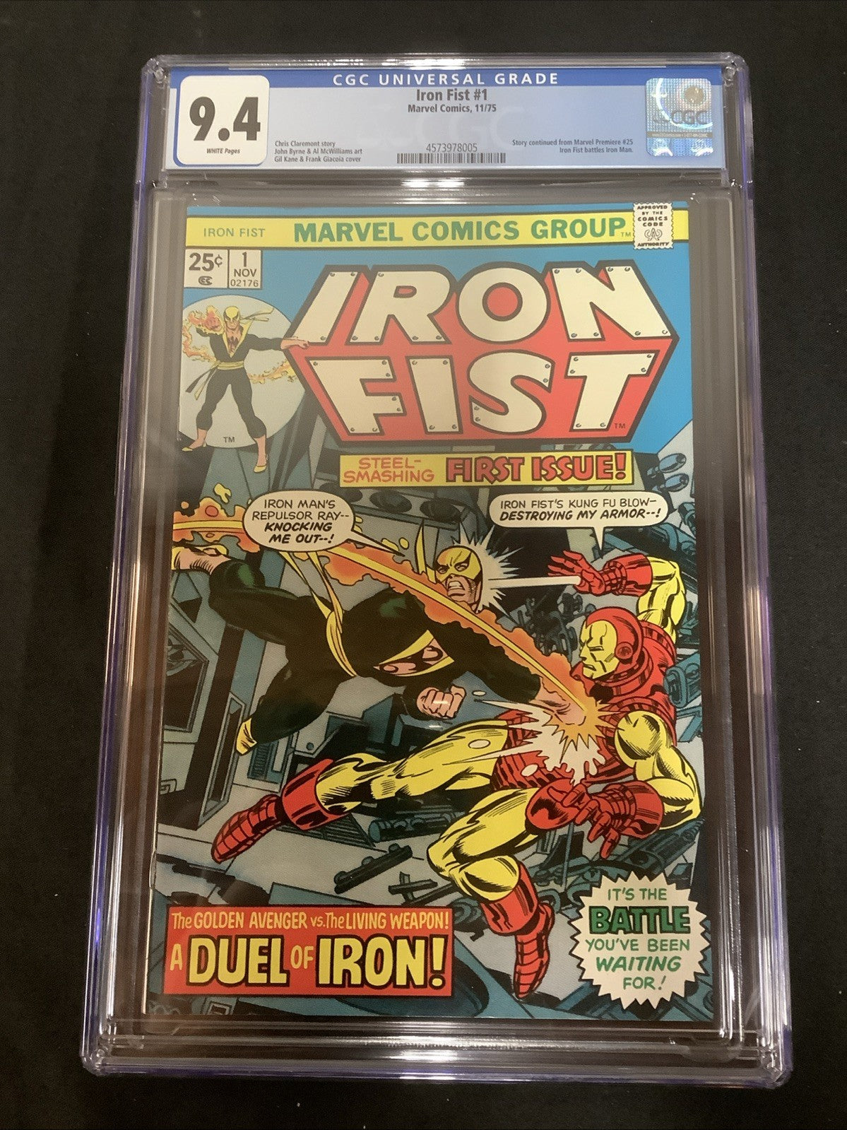Iron Fist #1 (Marvel Comics November 1975) CGC Graded 9.4 (NM) White Pages