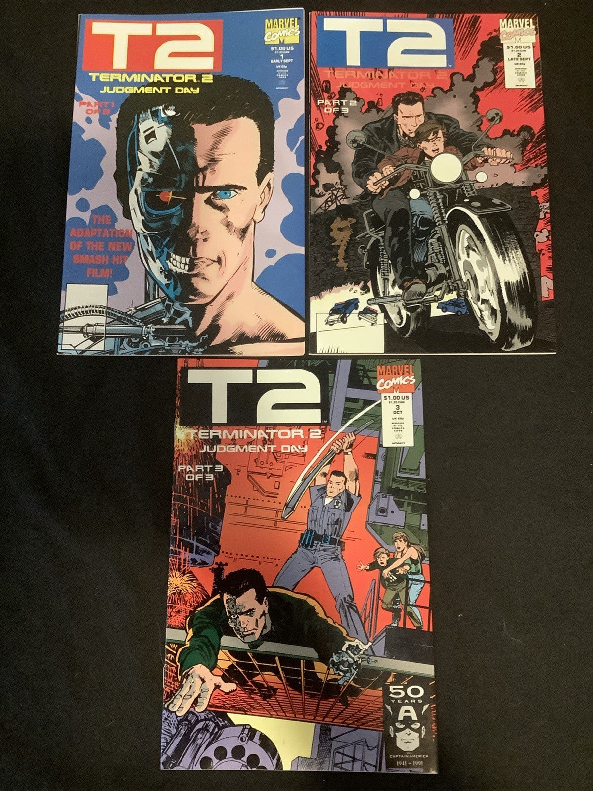 Terminator 2: Judgment Day #1-3 Complete Comic Set, Marvel, Film Adaptation