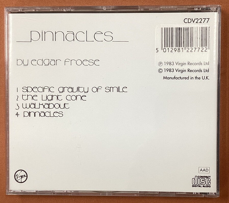 Pinnacles by Edgar Froese (CD, UK Import, CDV 2277, Like New)-JD