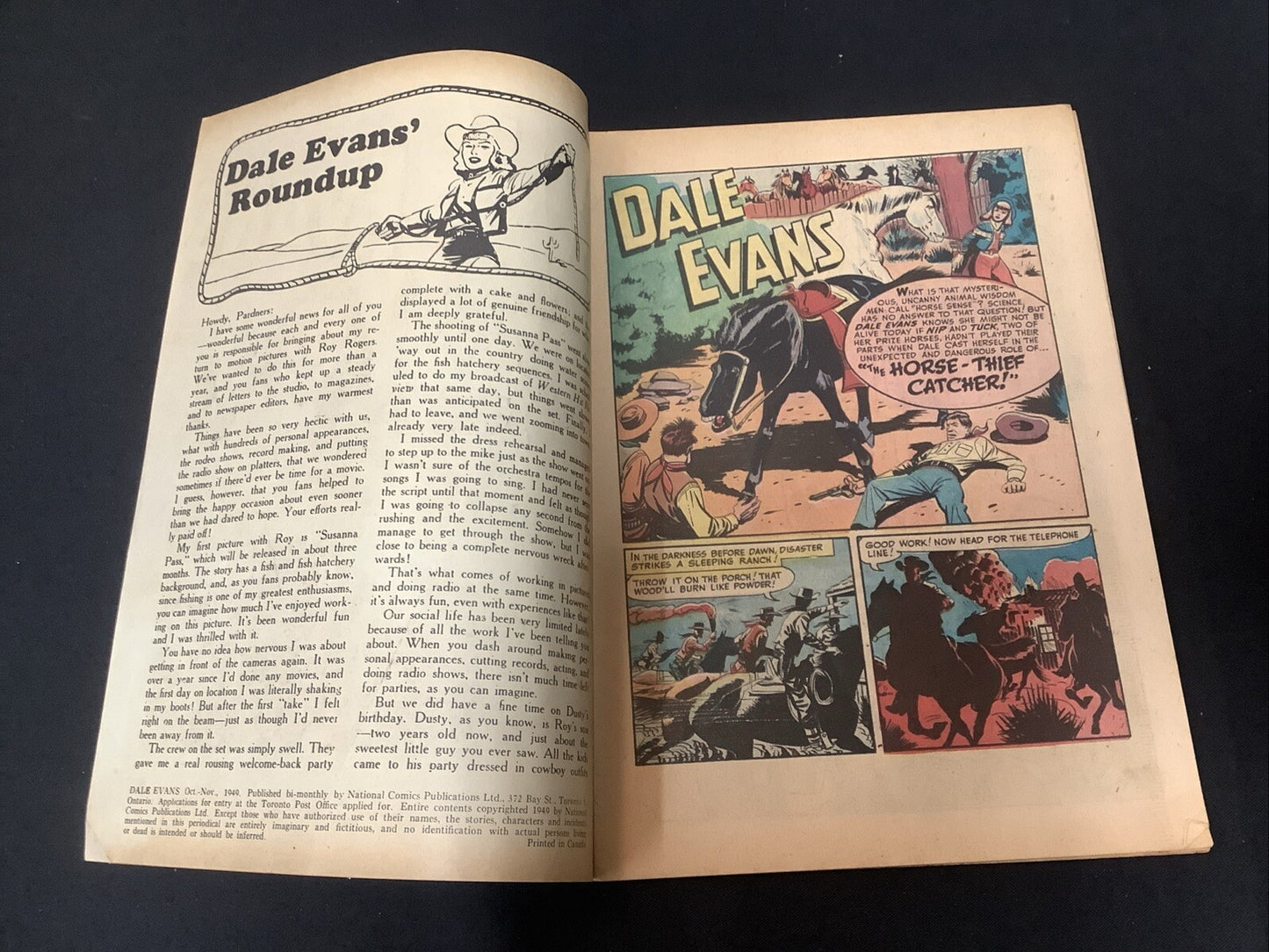 Dale Evans Comics #6 ( 1949) VG (4.0) Canadian Edition, Inner Wrap Detached