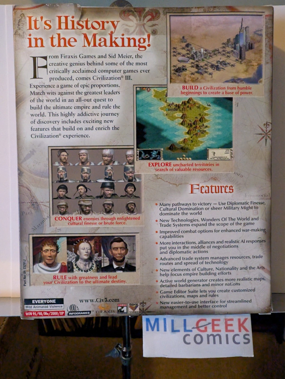 Sid Meier's Civilization III (2001 PC) SEALED, US Complete Big Box CD-ROM -JD