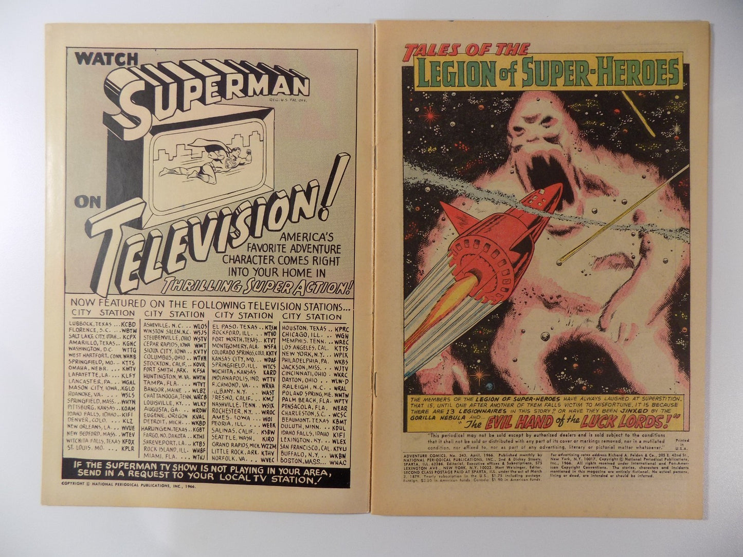 Adventure Comics #343 DC Comic April 1966 Good+