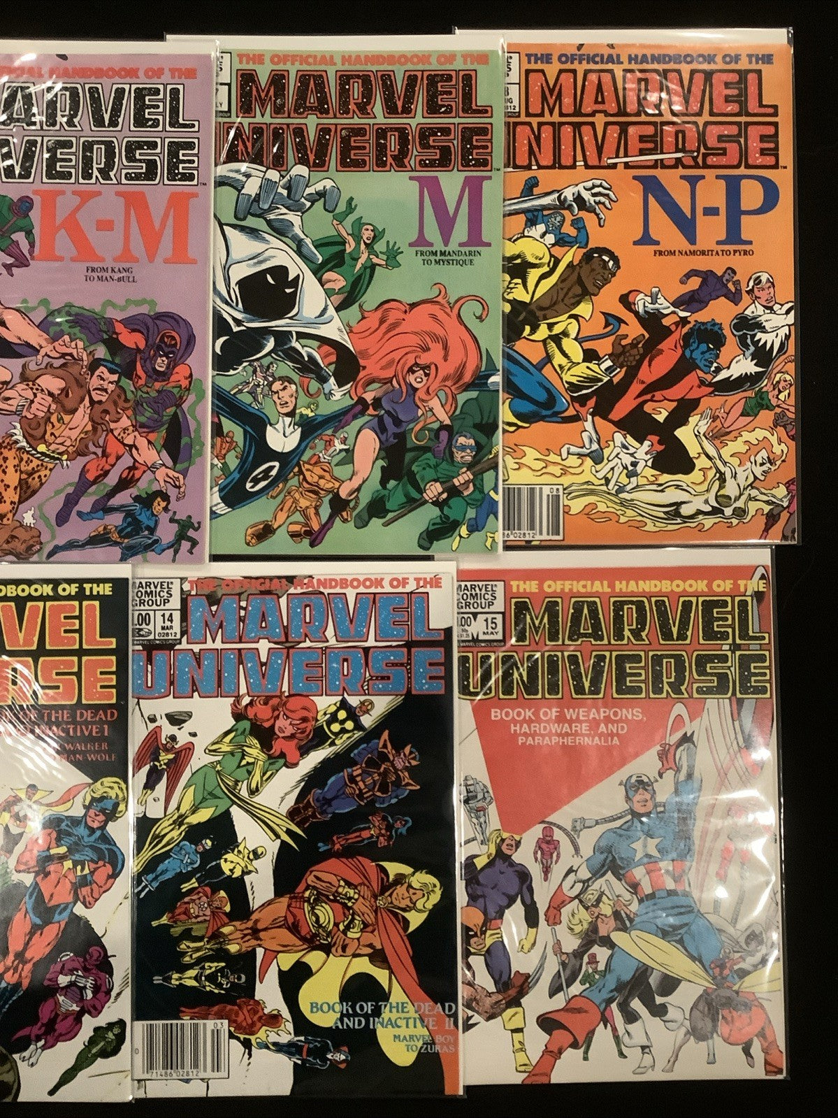 The Official Handbook of the Marvel Universe #1-15 Complete Comic Set, 1983