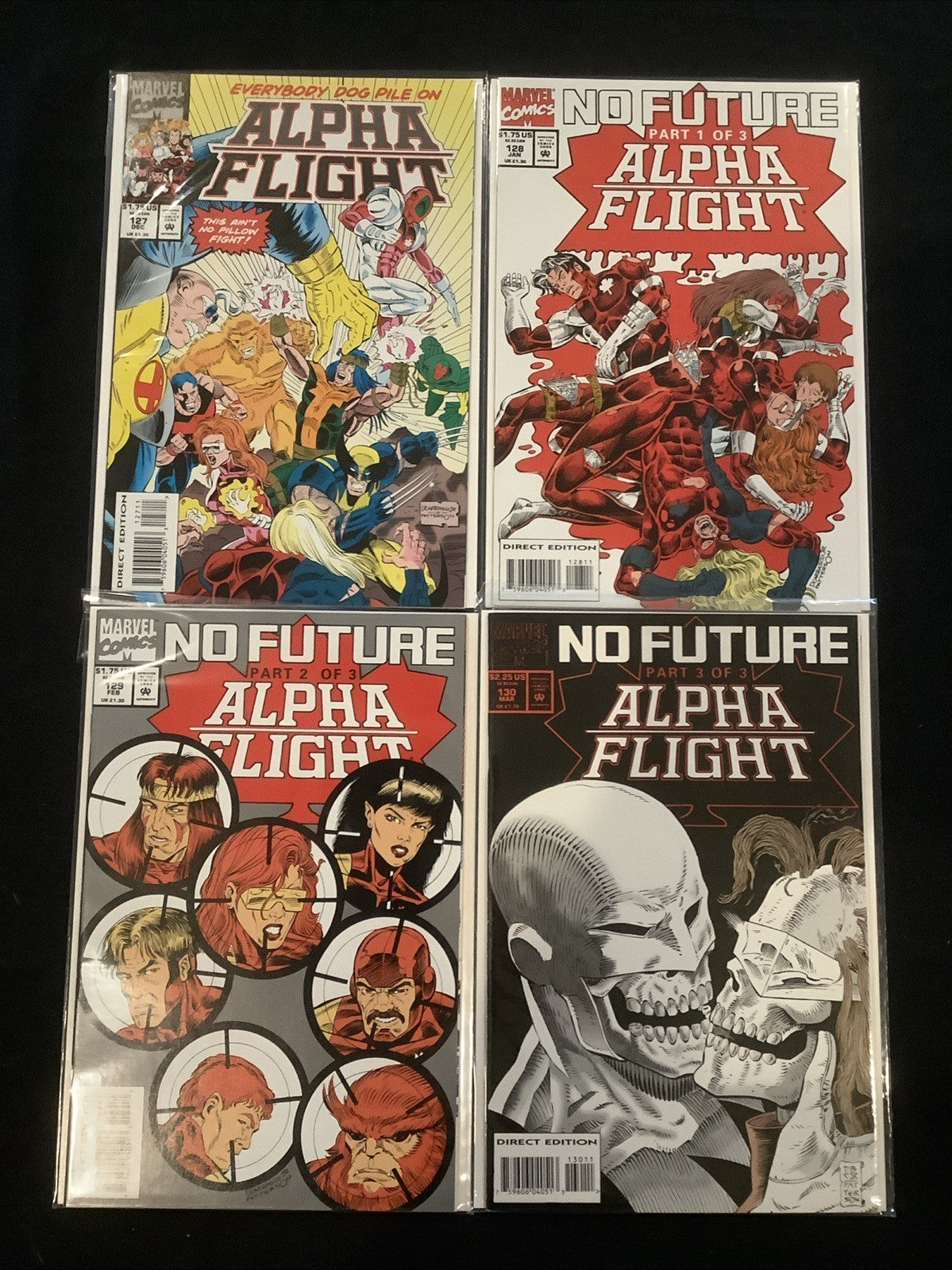 Alpha Flight #127-130 Comic Lot, Marvel, No Future Complete, End Of Series