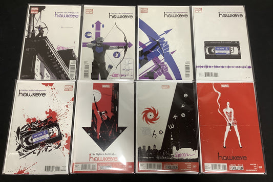 Hawkeye #1-8 Comic Lot, Matt Fraction Autographed, #1 Second Printing, Marvel