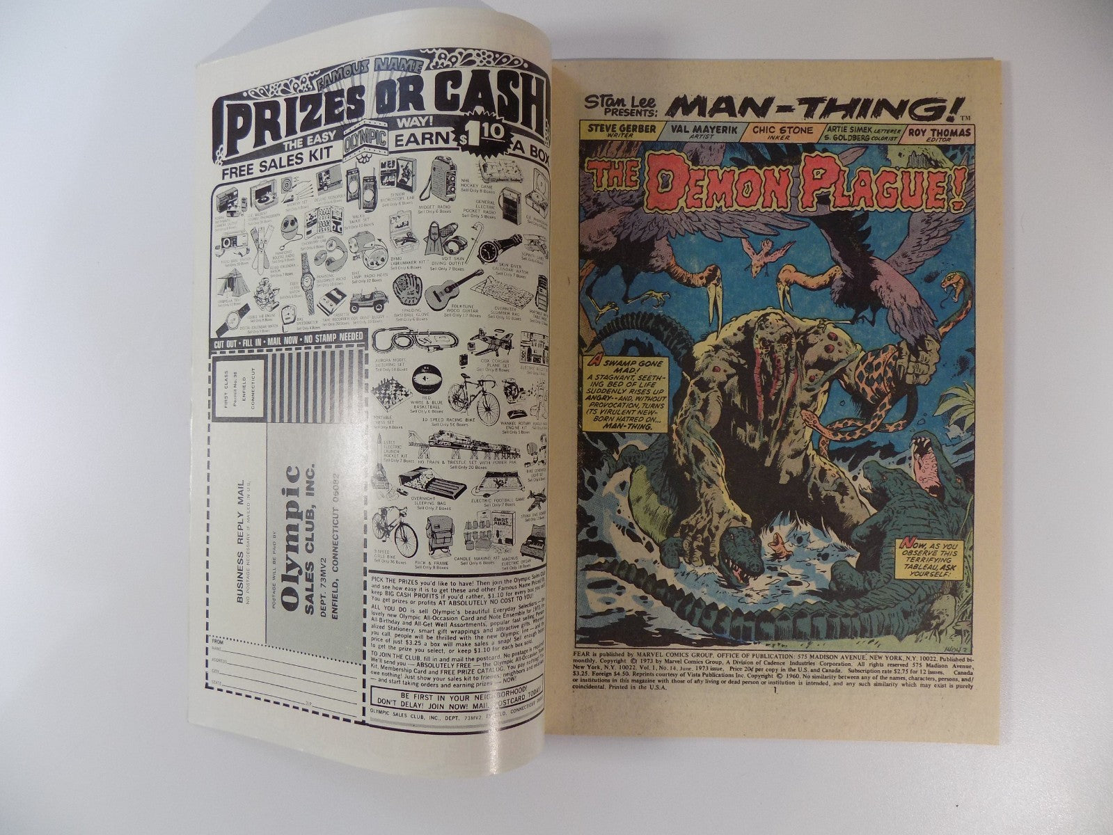 Adventure Into Fear #14 Man-Thing Marvel Comic June 1973 Very Fine/Near Mint
