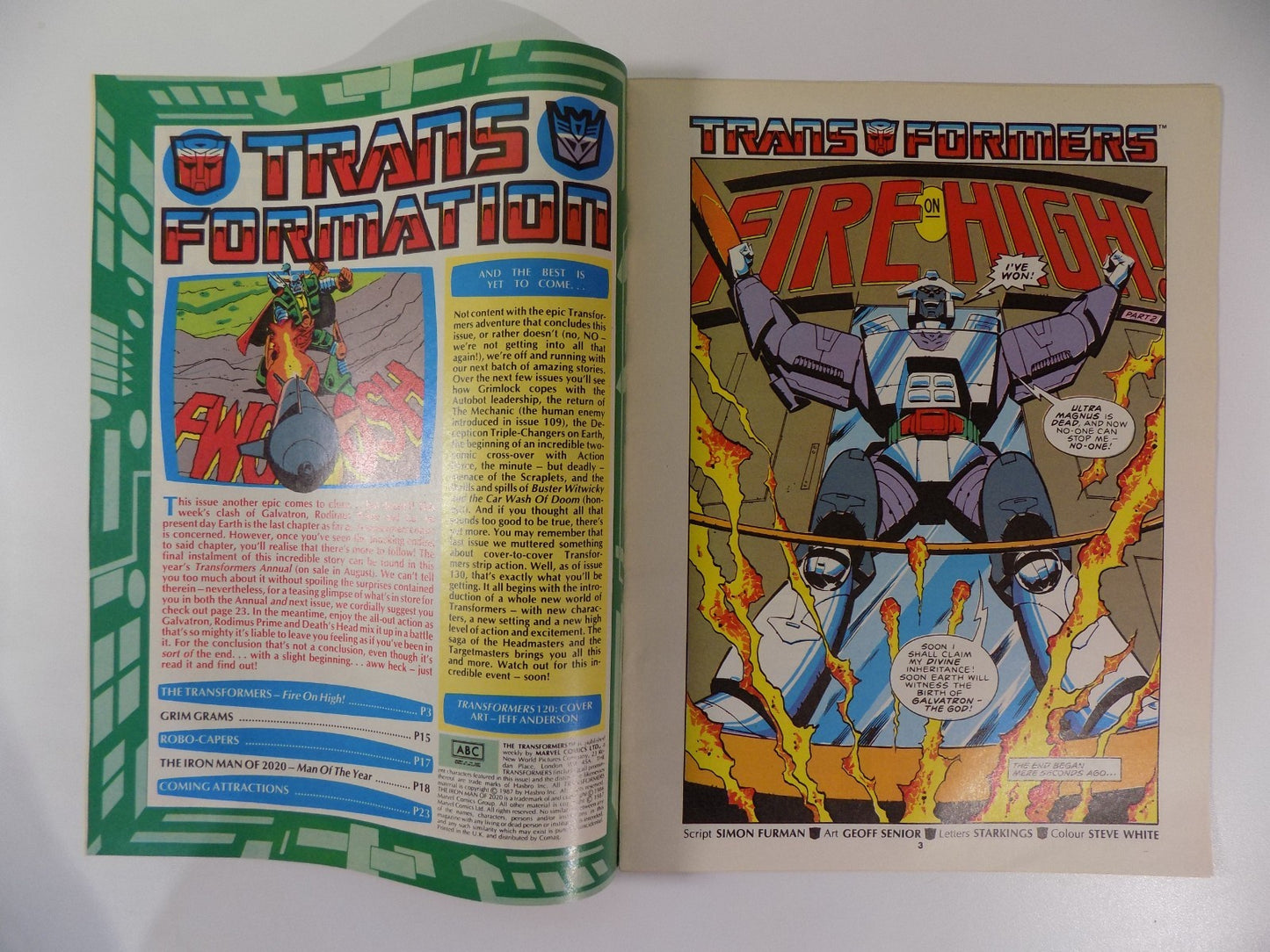 Transformers #120 Marvel Comic England July 4th1987 Near Mint