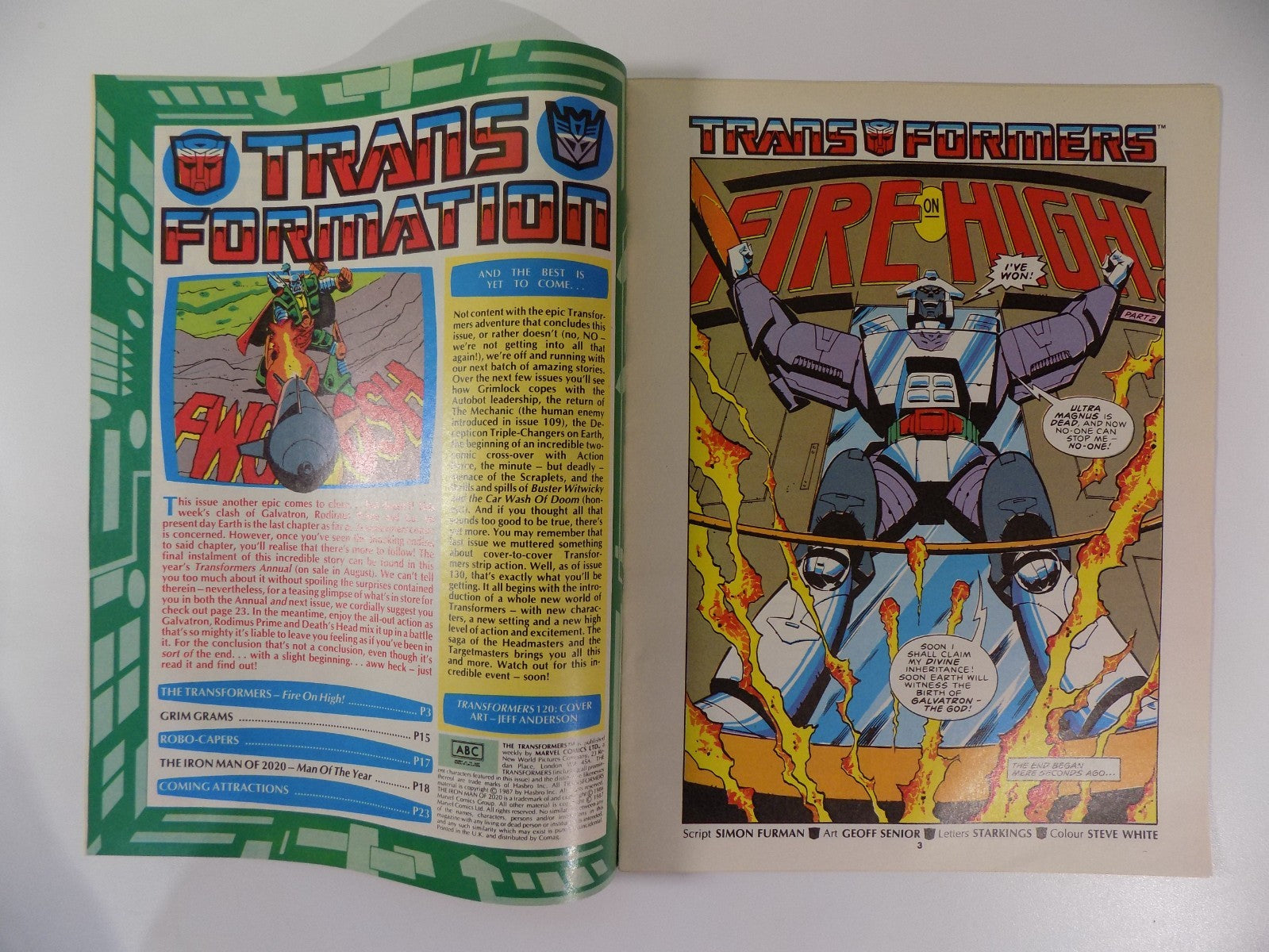 Transformers #120 Marvel Comic England July 4th1987 Near Mint