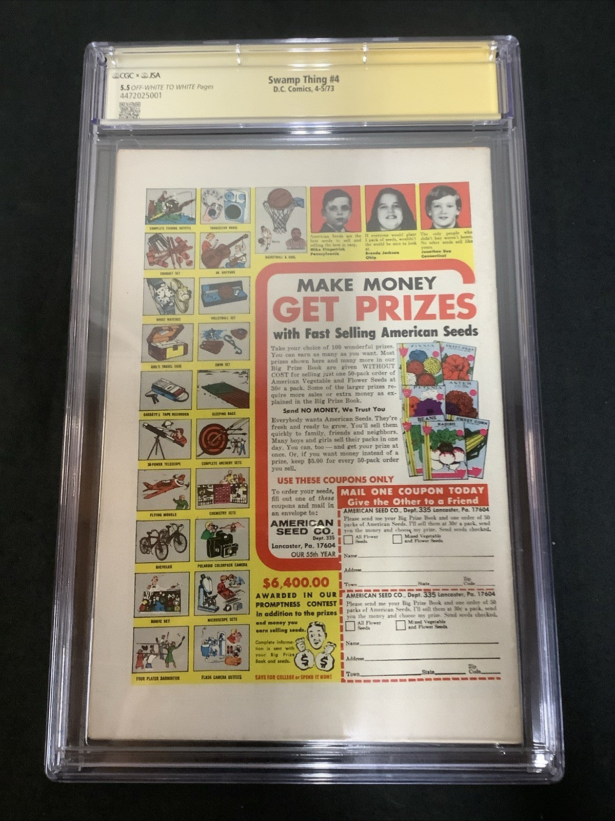 Swamp Thing #4 (1973) CGC Graded 5.5, Bernie Wrightson Authenticated Signature