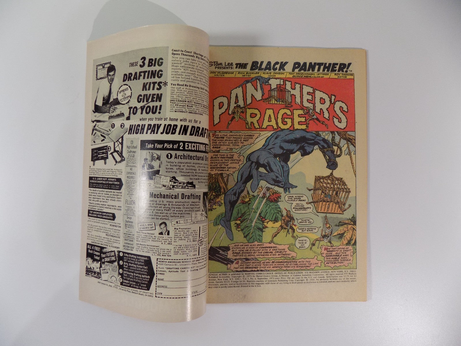 Jungle Action #6 Marvel Comic September 1973 Fine/Very Fine
