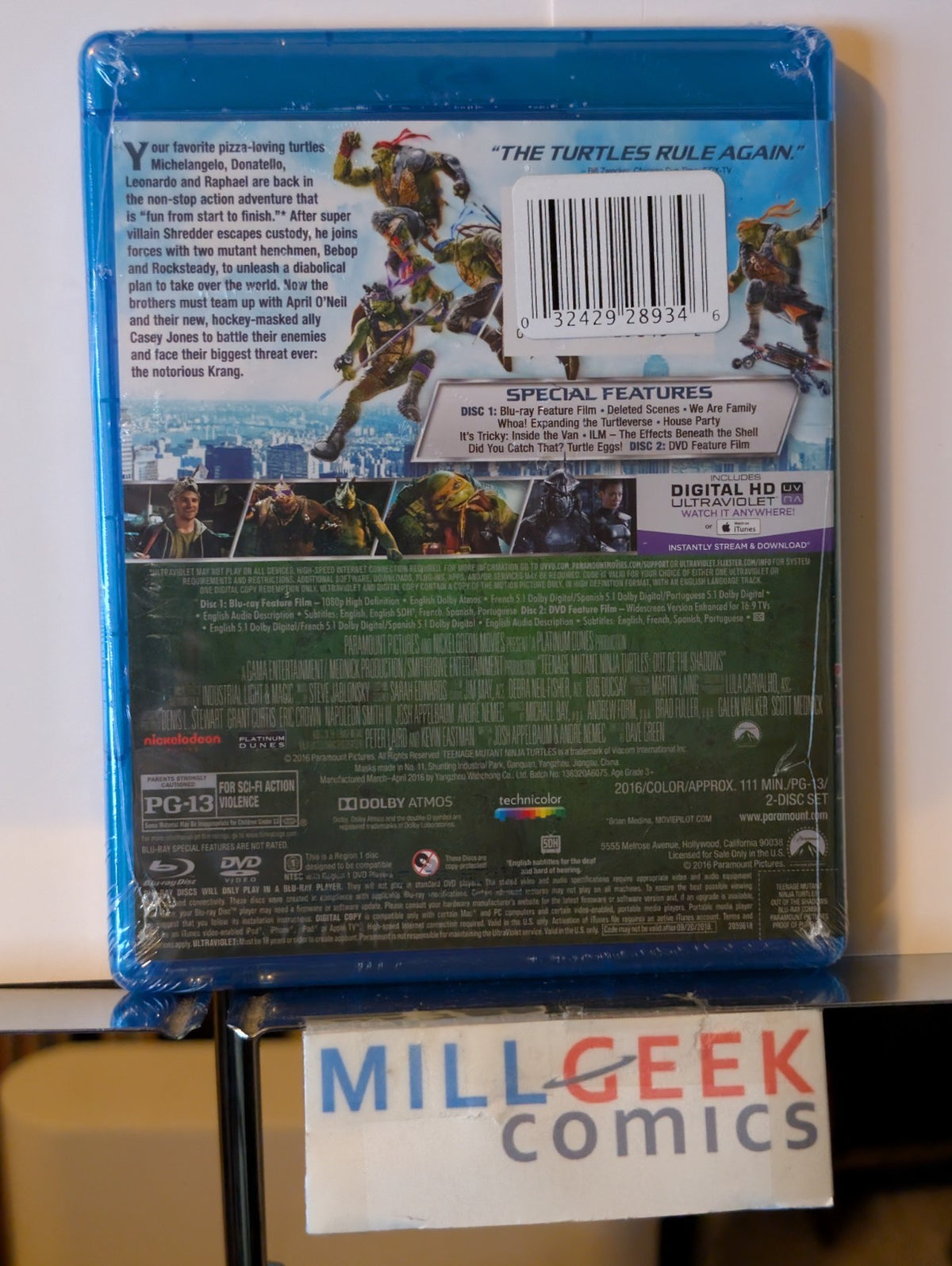 Teenage Mutant Ninja Turtles: Out of the Shadows (Blu-ray, 2016) -JD