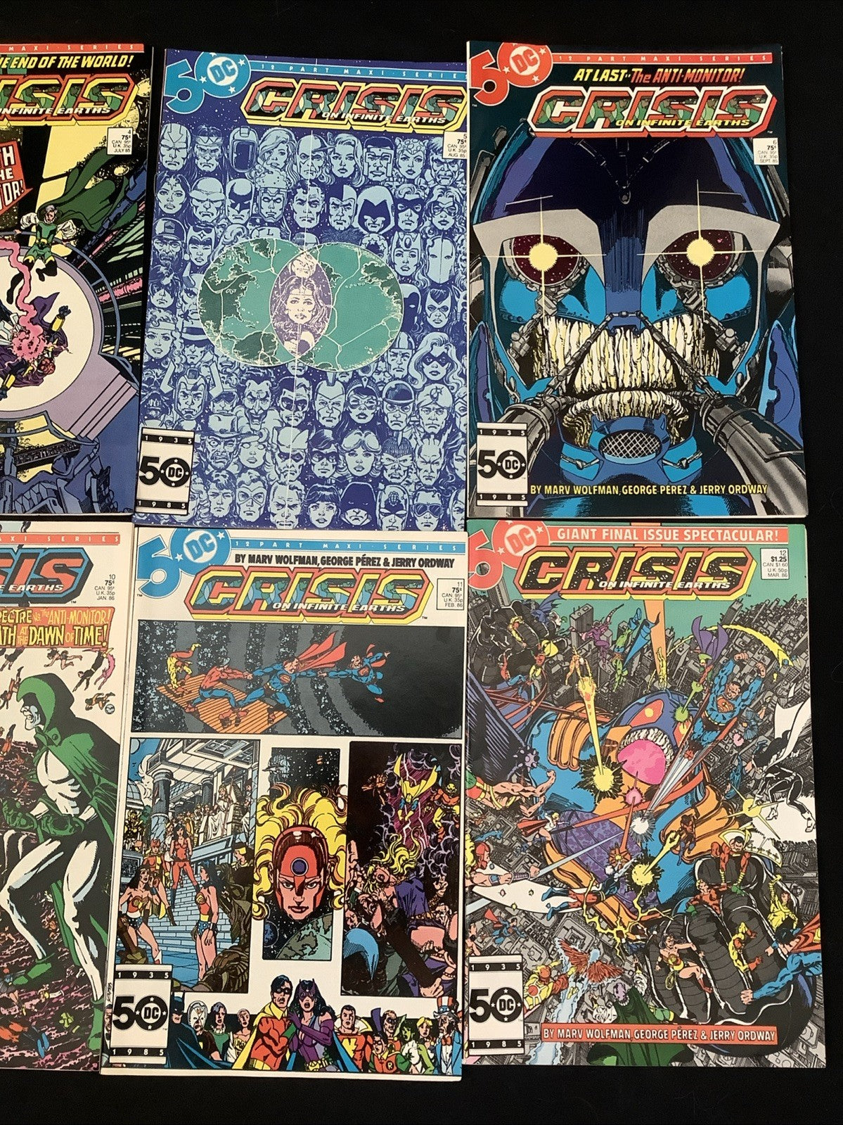 Crisis on Infinite Earths #1-12 Complete Comic Set, DC, Wolfman/Perez, 1985