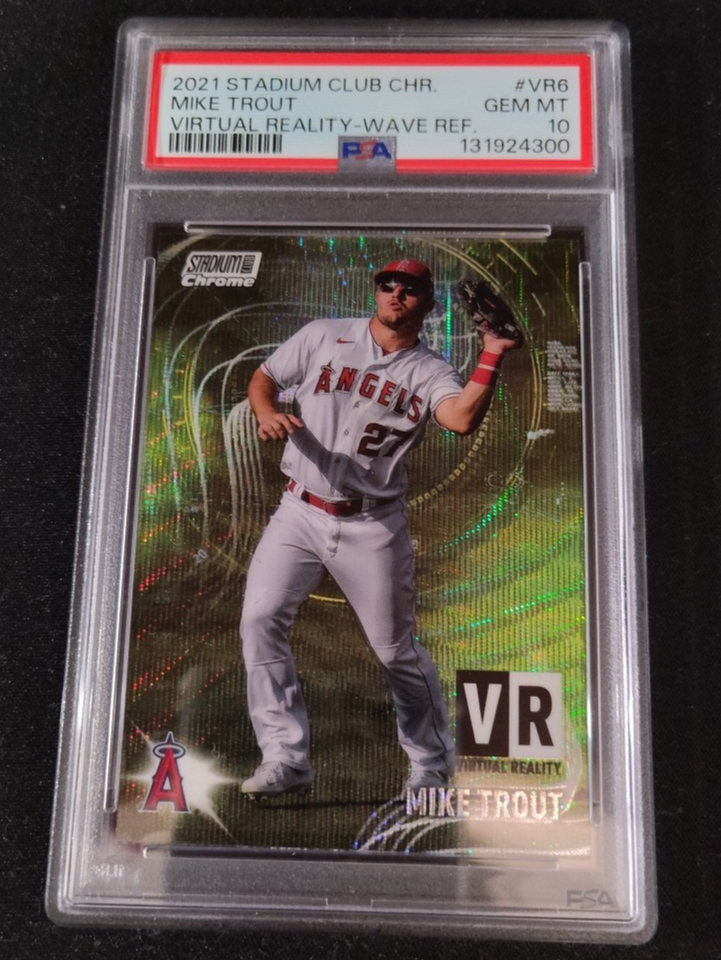 Mike Trout - 2021 Stadium Club Chrome Virtual Reality Wave Refractor  PSA 10