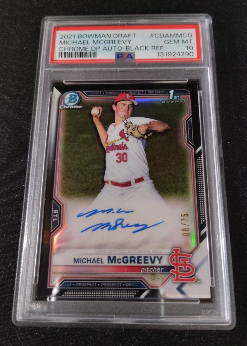 2021 Bowman Draft - Michael McGreevy - #/75 Black Refractor Autograph PSA 10