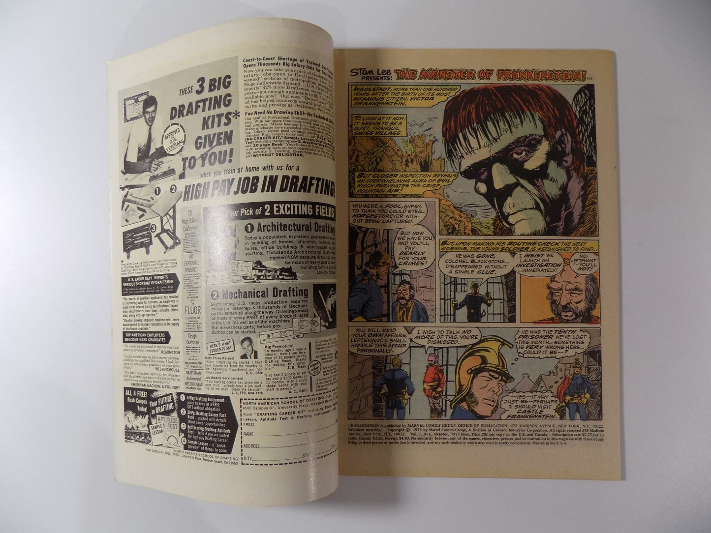 Frankenstein Monster #6 Marvel Comic October 1973 Very Fine