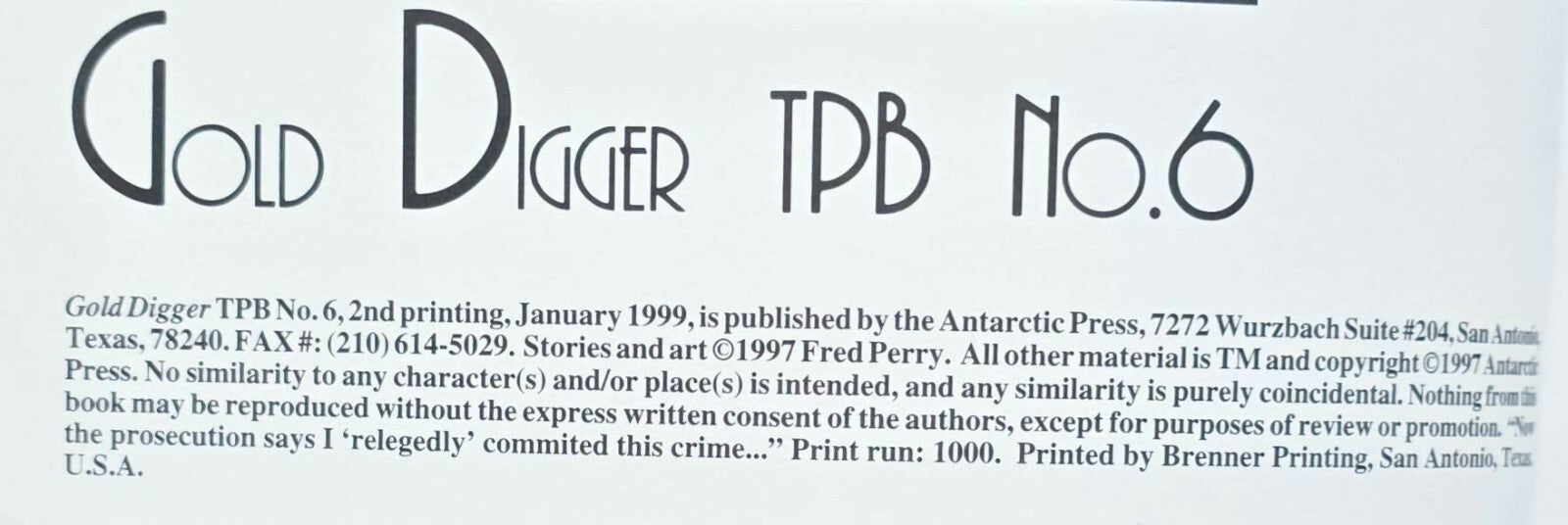 The Collected Gold Digger #6 (Antarctic Press, Jan 1999)- SCARCE!!!
