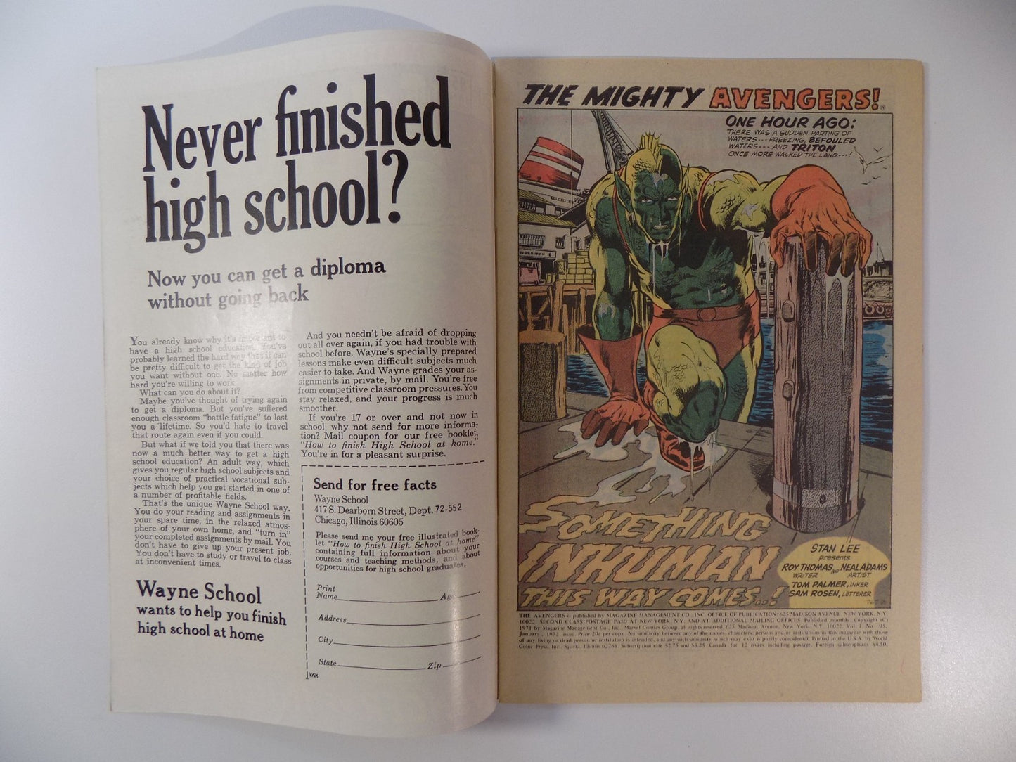 Avengers #95 Marvel Comic January 1972 Fine/Very Fine