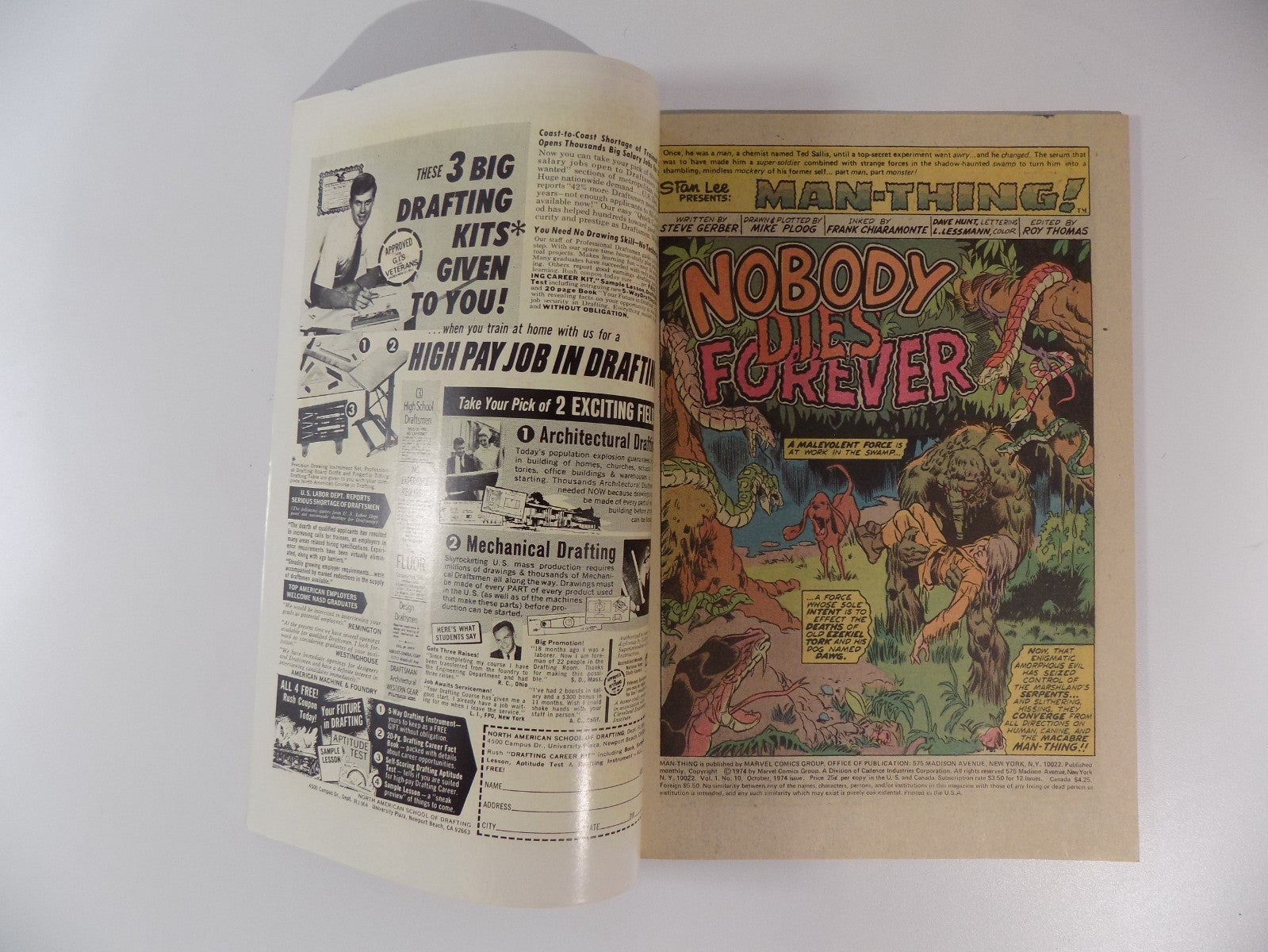 Man-Thing #10 Marvel Comic October 1974 Very Fine+