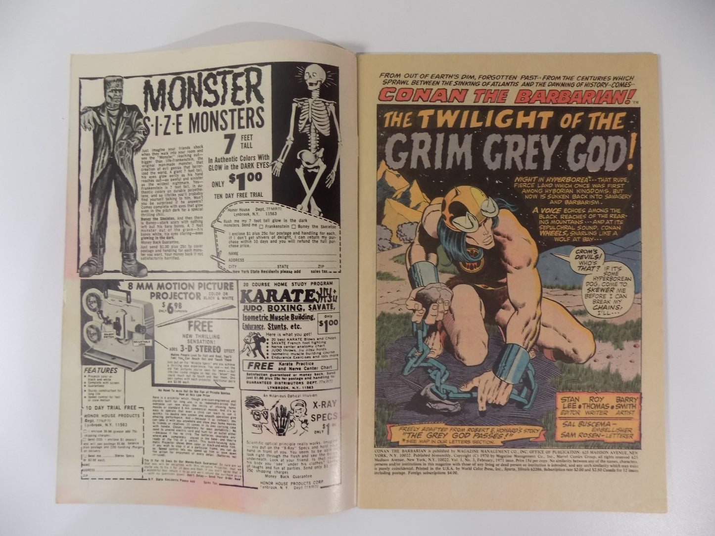 Conan the Barbarian #3 Marvel Comic February 1971 Fine/Very Fine