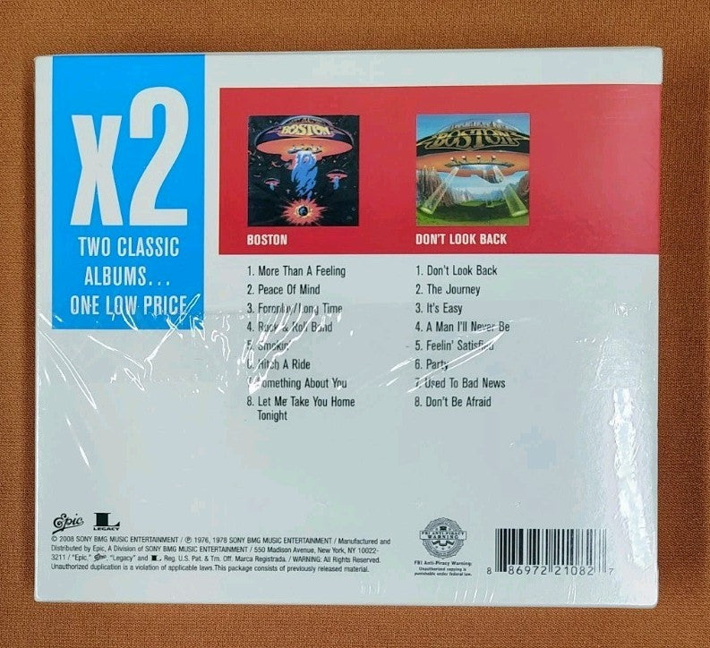 Rare Sealed New Boston X2: Boston/Don't Look Back Double CD JD