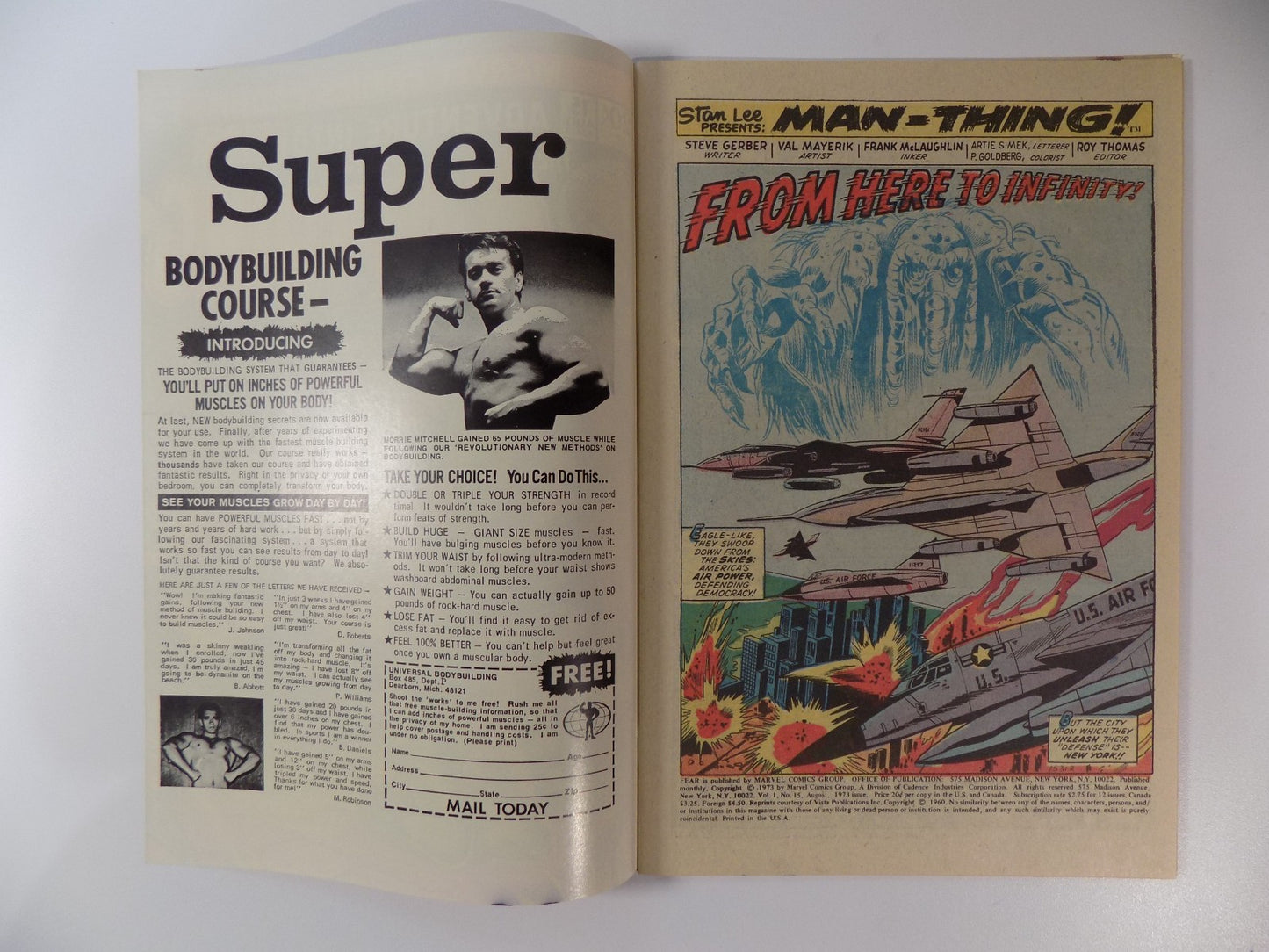 Adventure Into Fear #15 Man-Thing Marvel Comic August 1973 Very Fine/Near Mint