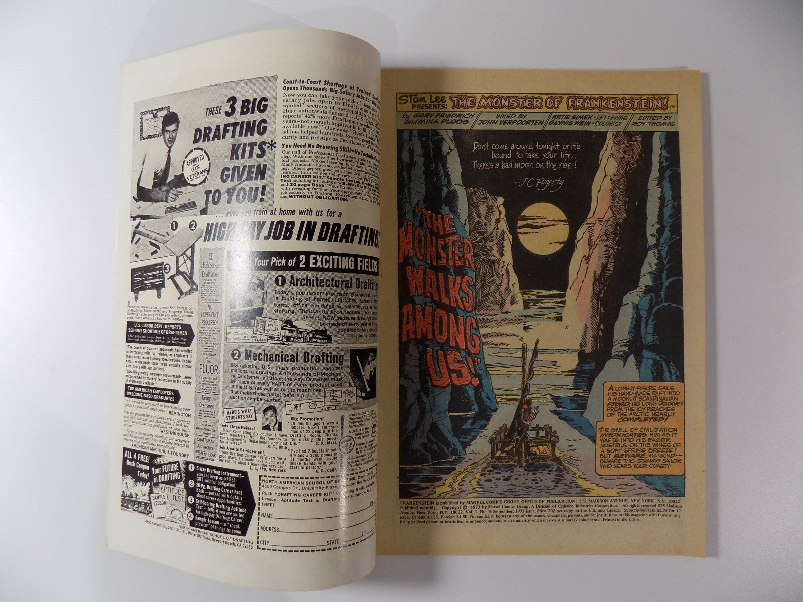 Monster of Frankenstein #5 Marvel Comic September 1973 Very Fine