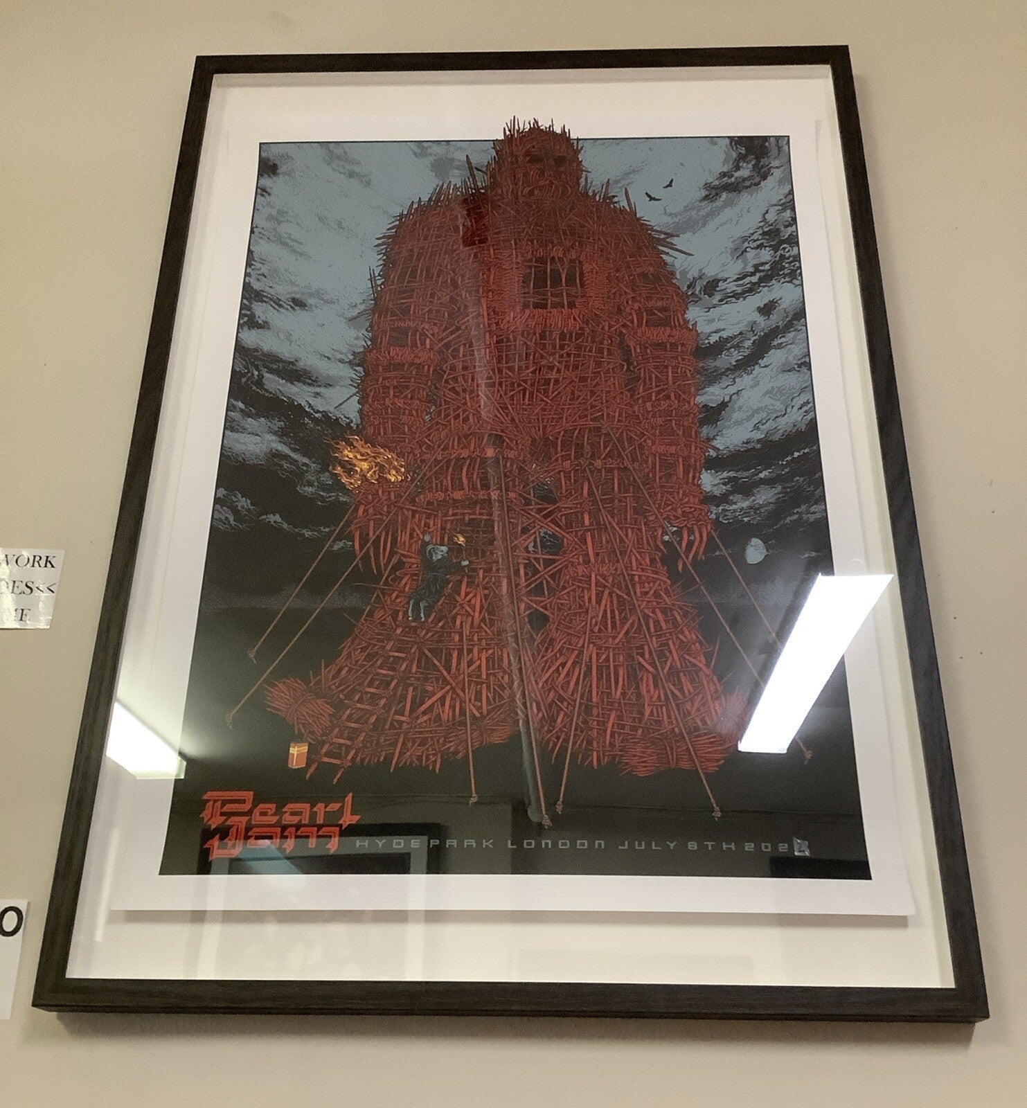 Ames Brother: Pearl Jam Wicker Man Hyde Park, London Concert Art Print, Framed