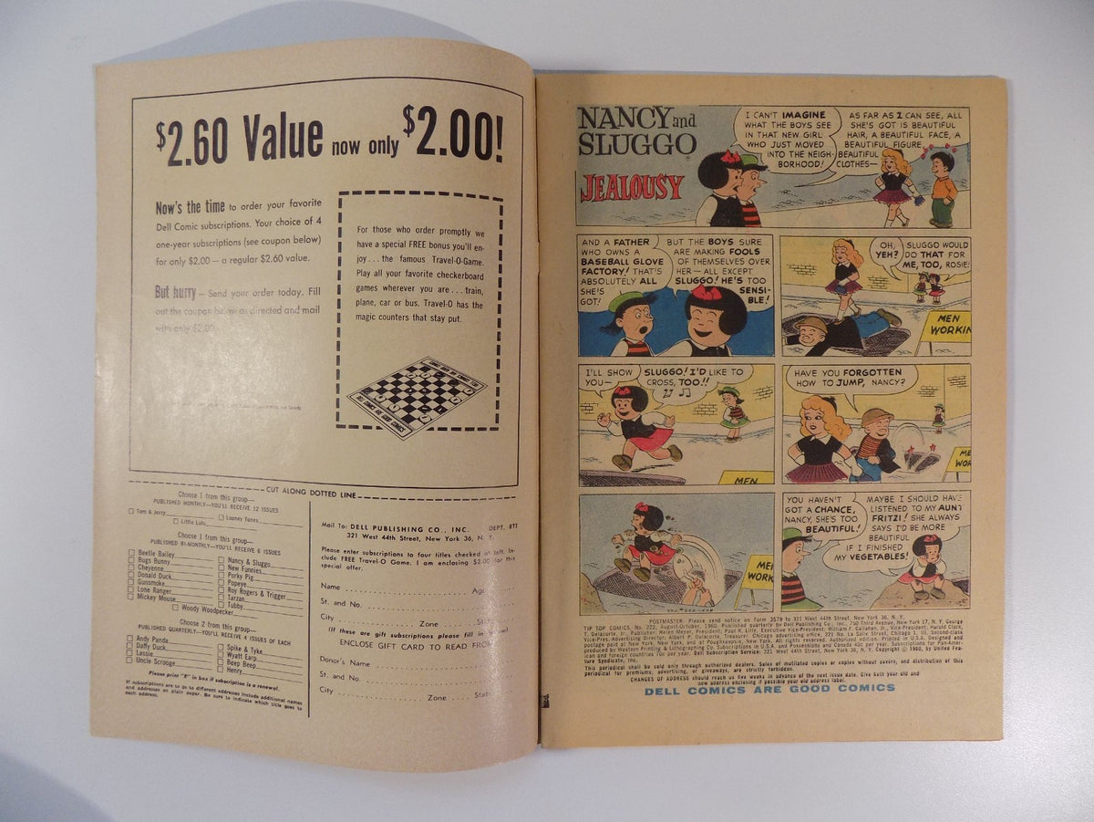 Tip Top Comics #222 Early Peanuts! Dell Comic August 1960 Fine+