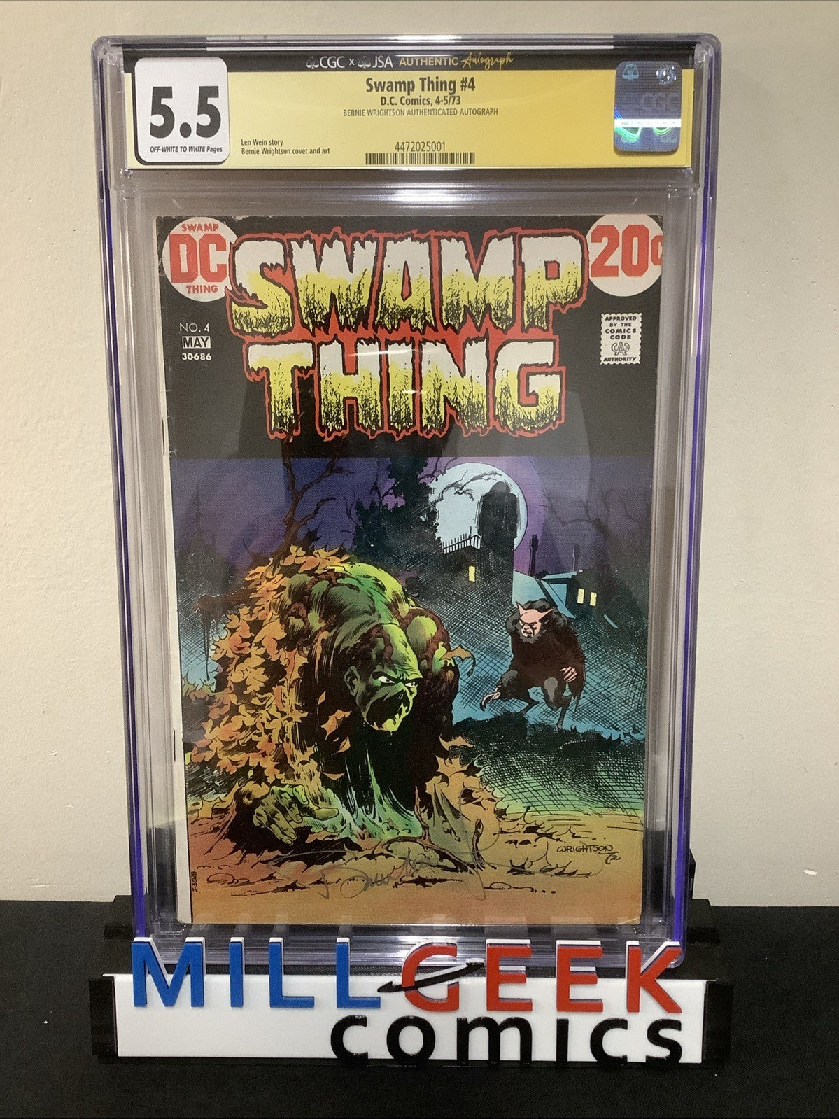 Swamp Thing #4 (1973) CGC Graded 5.5, Bernie Wrightson Authenticated Signature