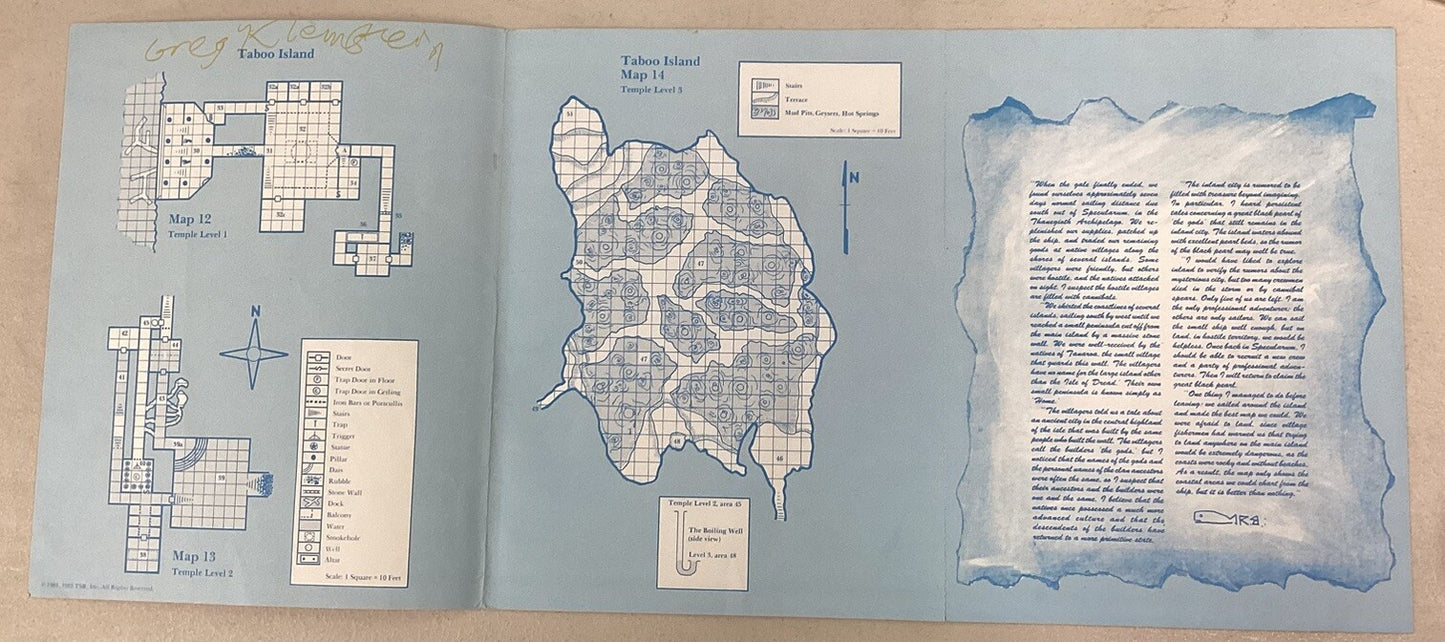D&D Module X1-The Isle of Dread (Orange)-Dungeons & Dragons-TSR 9043 With Map D1