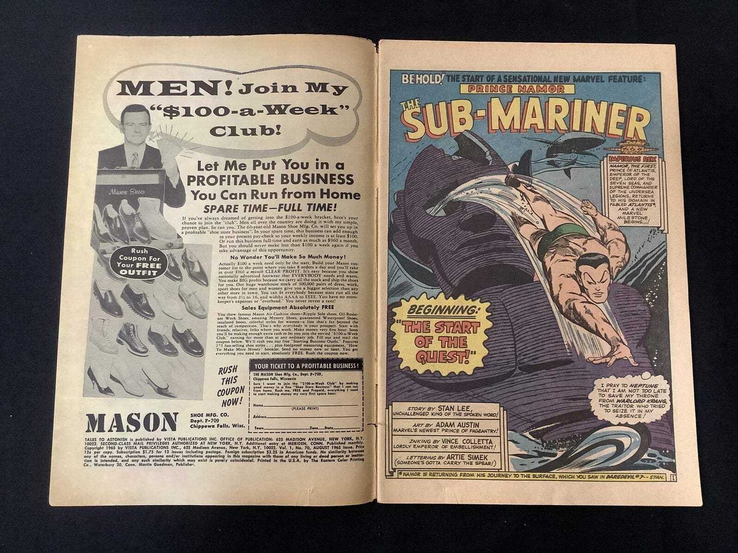 Tales to Astonish #70 (1965) F- (5.5) Stan Lee/Jack Kirby, Hulk And Sub-Mariner