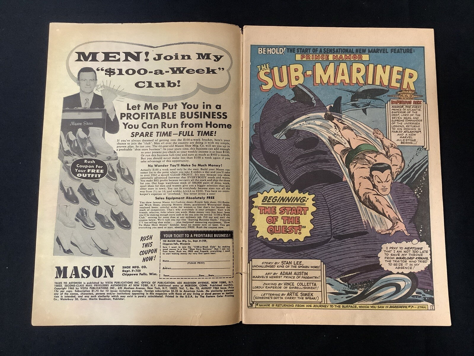 Tales to Astonish #70 (1965) F- (5.5) Stan Lee/Jack Kirby, Hulk And Sub-Mariner
