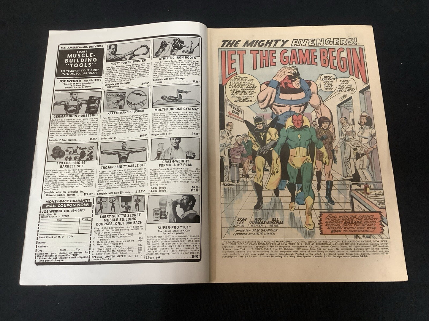 Avengers #69 (1969) VG+ (4.5) Sal Buscema/Roy Thompson 1st App Squadron Sinister