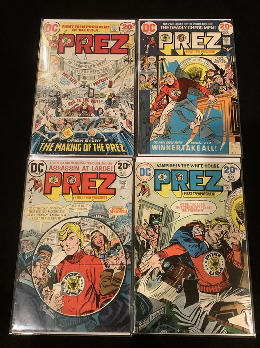 Prez #1-4 Complete Comic Set, DC Comics, 1st Prez Rickard, 1973