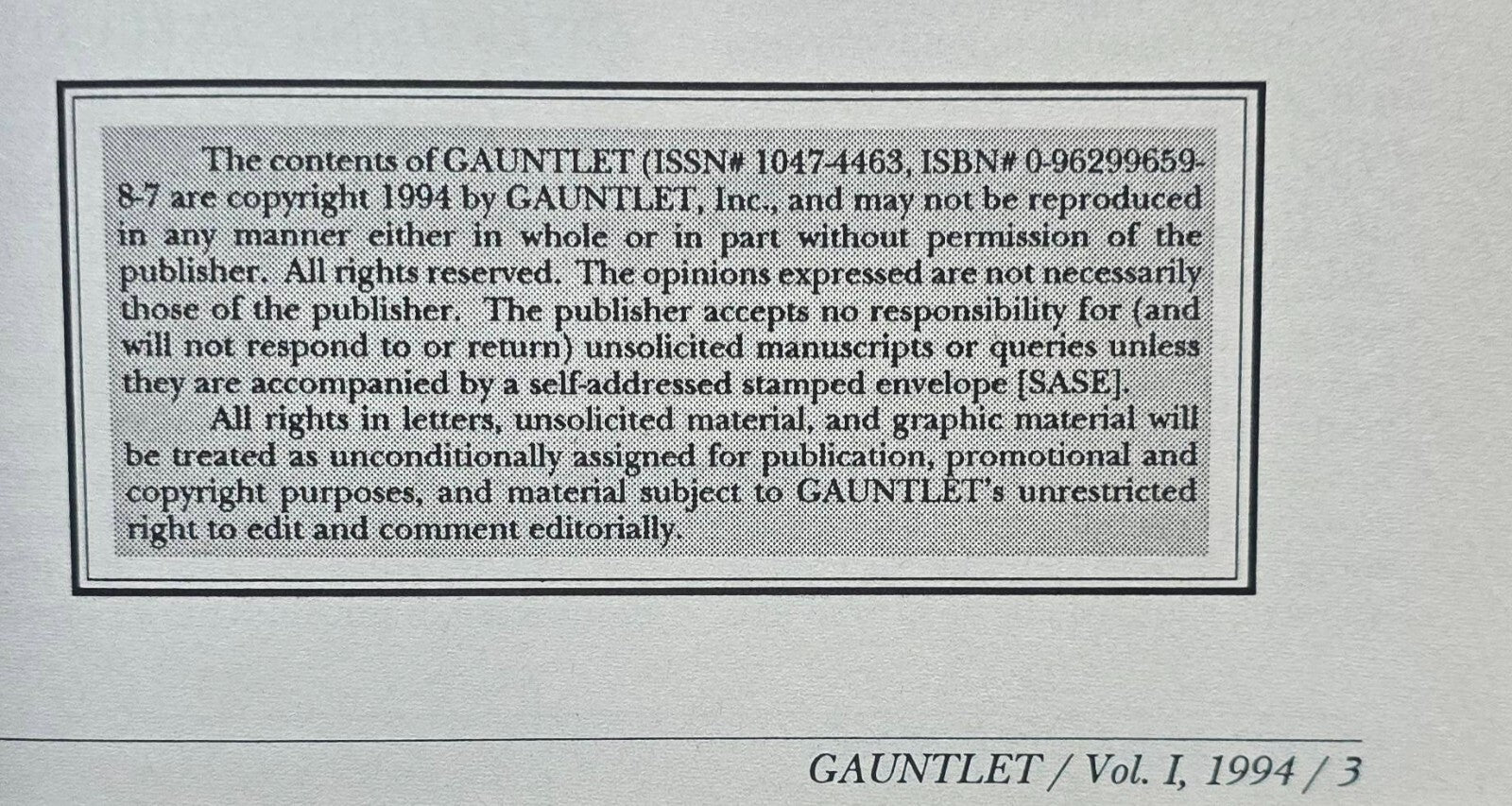Gauntlet: Exploring The Limits Of Free Expression, Volumes 4-9 (1992-1994) JD