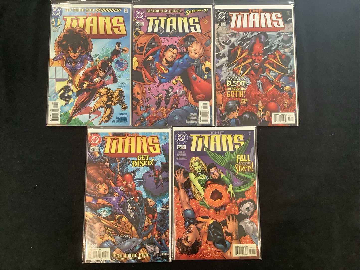 Titans #1-5 Comic Lot, DC Comics, Double Cover #1, 1st App Damian Darkh, 1999