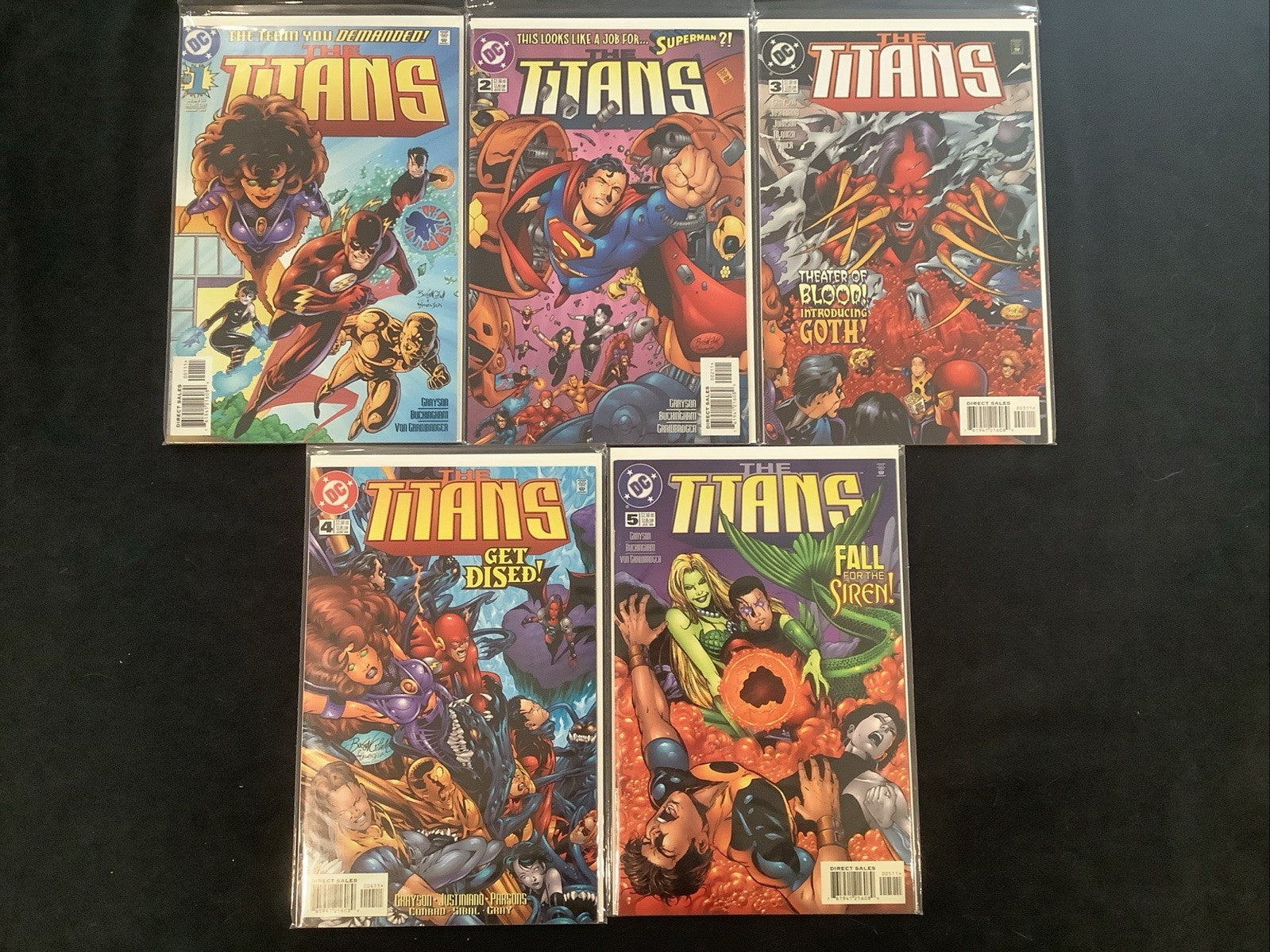 Titans #1-5 Comic Lot, DC Comics, Double Cover #1, 1st App Damian Darkh, 1999