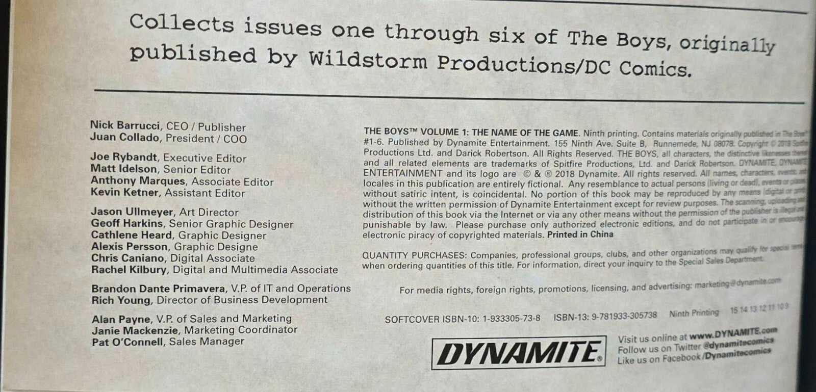 The Boys Vol. 1: The Name Of The Game - Damaged - (SIGNED by Garth Ennis, 2018)