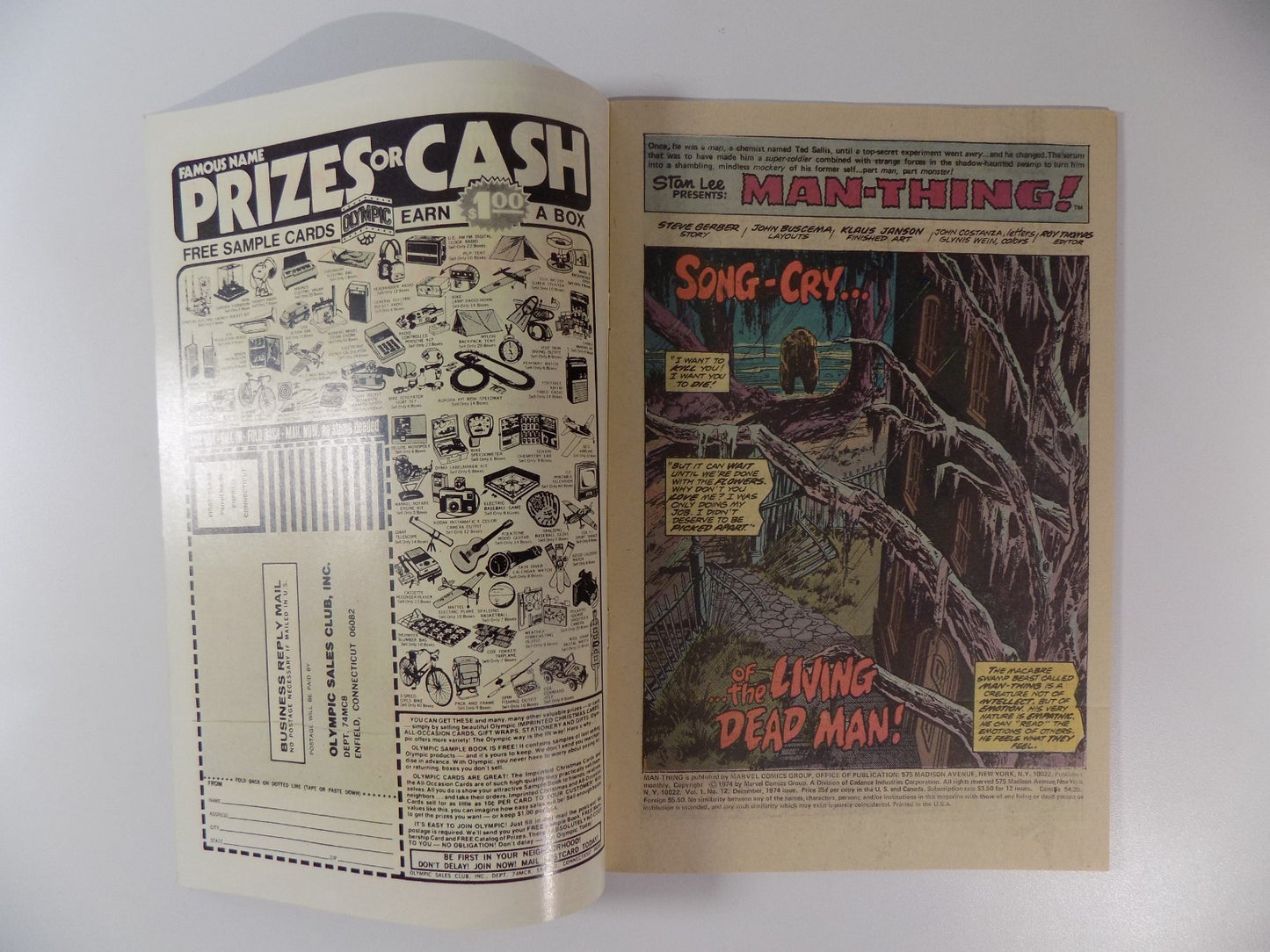 Man-Thing #12 Marvel Comic December 1974 Very Fine+