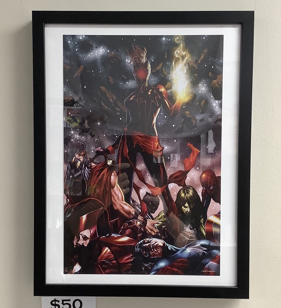 CAPTAIN MARVEL #12 ART PRINT by Mark Brooks, 14.3" x 9.5”, Comes With Frame