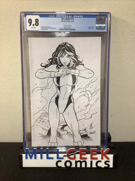 SHE-HULK #13, CGC Graded 9.8 White Pages, Greg Land 1:50 Virgin Sketch Cover