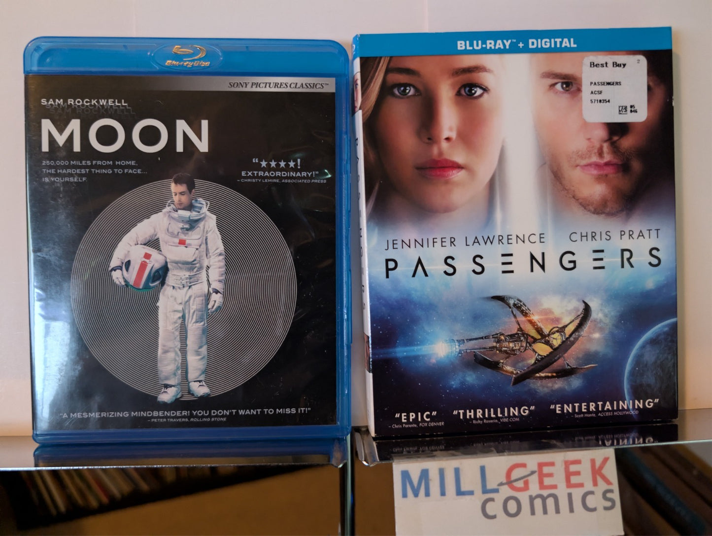 Moon / Passengers, Sam Rockwell & Chris Pratt, 2 Sci-Fi Movies (Blu-Ray) -JD