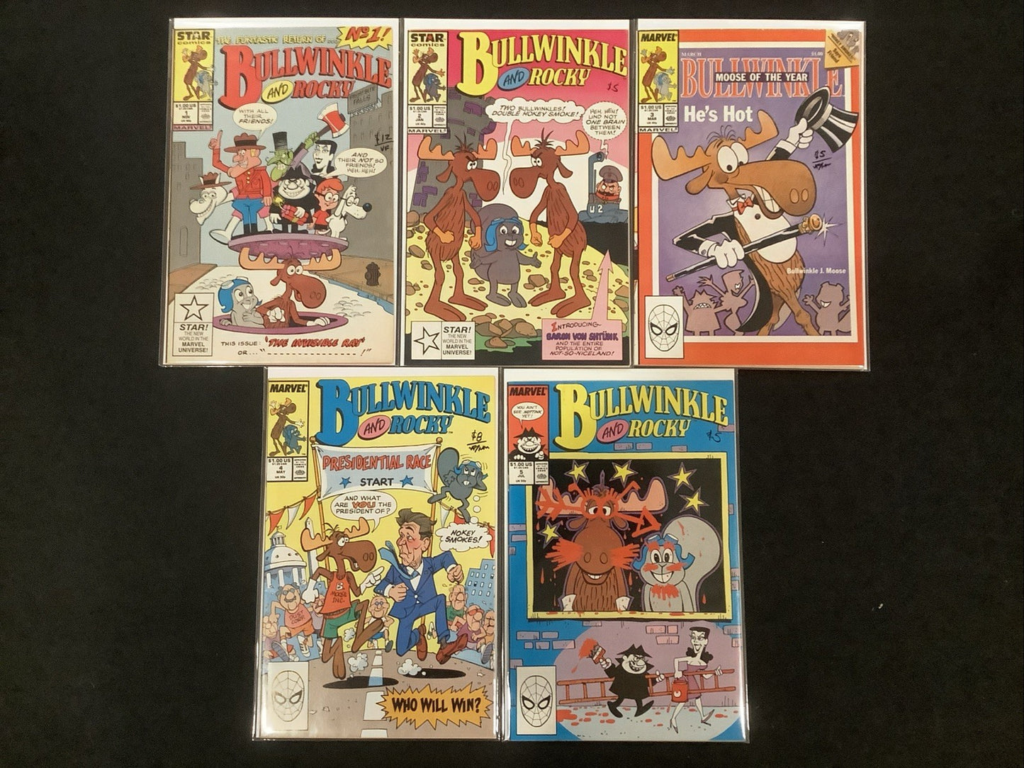 Bullwinkle and Rocky #1-5 Comic Lot, Star/Marvel Comics (Vol.2 1987)