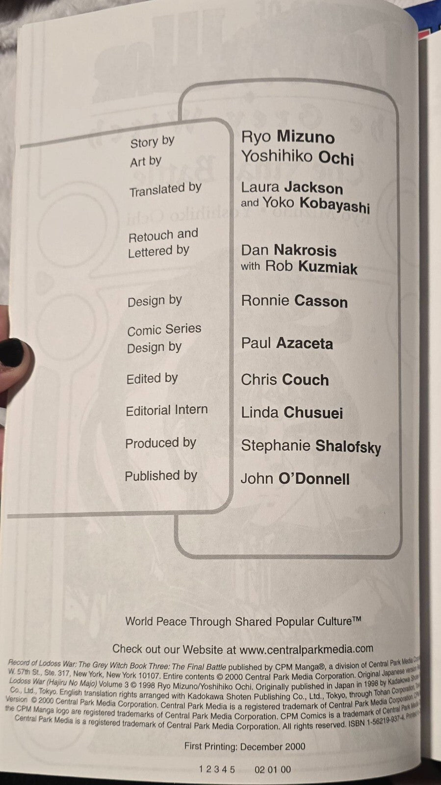 Record Of Lodoss War The Grey Witch V. 3 The Final Battle (1st Print, 2000)