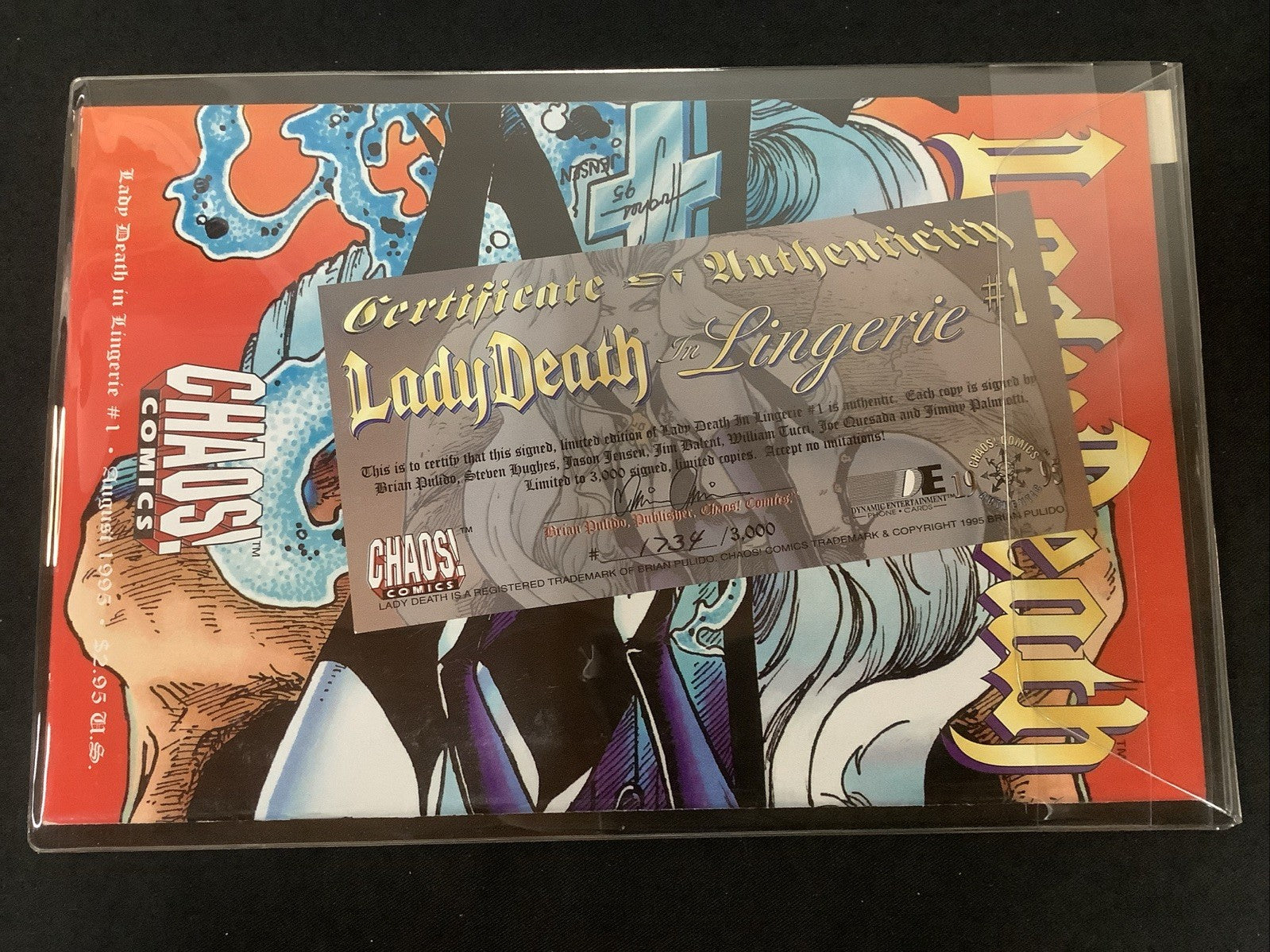 Lady Death in Lingerie #1 (Chaos! Comics August 1995) Autographed, Sealed W/ COA