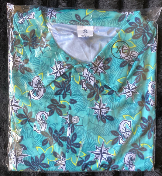 Seattle Mariners MLB 2025 NIP Men’s Aloha Hawaiian Button Up Shirt (XL)
