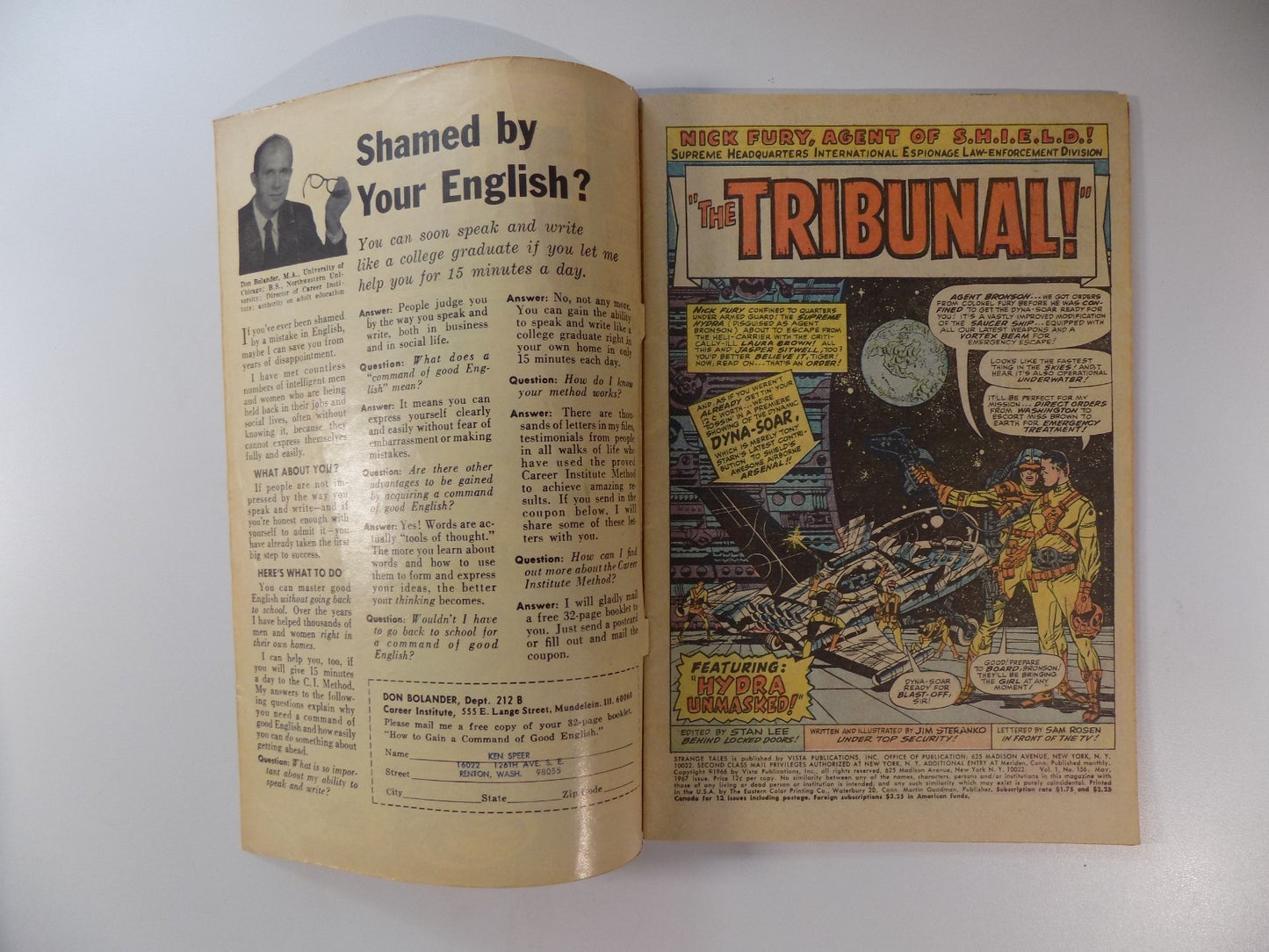 Strange Tales #156 Marvel Comic May 1967 Very Good/Fine