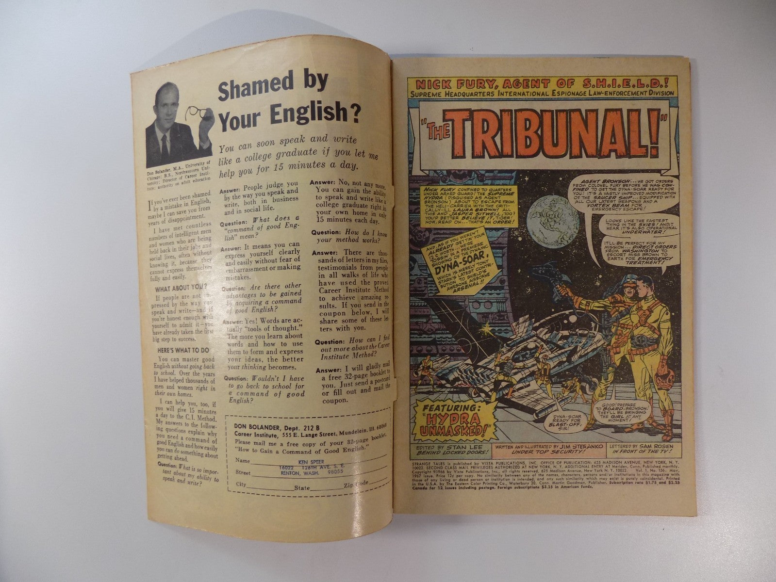 Strange Tales #156 Marvel Comic May 1967 Very Good/Fine